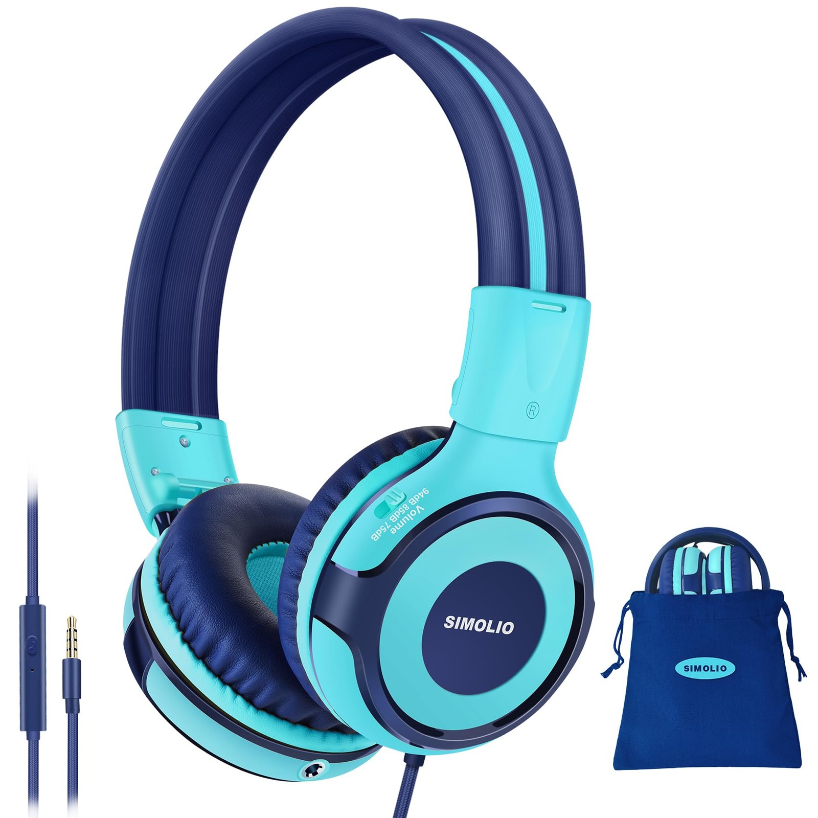 Casque filaire pour enfants pliable avec arceau flexible vert 1.2m