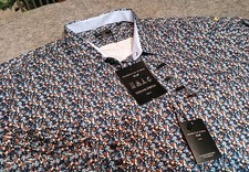 NEW Shaquille O'Neal XLG Big Fit Cooling Button Up Performance Blue Floral 4XL