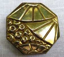 CACHE-PITON ART DECO ancien EVENTAILS & ROSES  - octogone: 4,5 cm X 4,5 cm