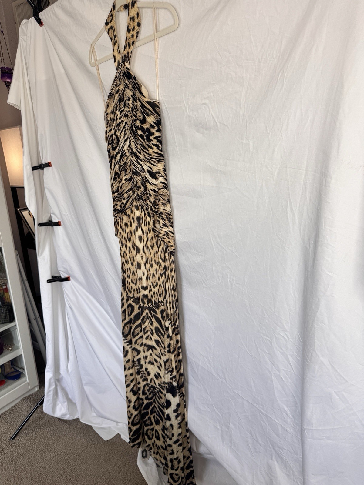Roberto Cavalli Vintage Rare Leopard-Print Halter Maxi Dress - Beige & Black image 8
