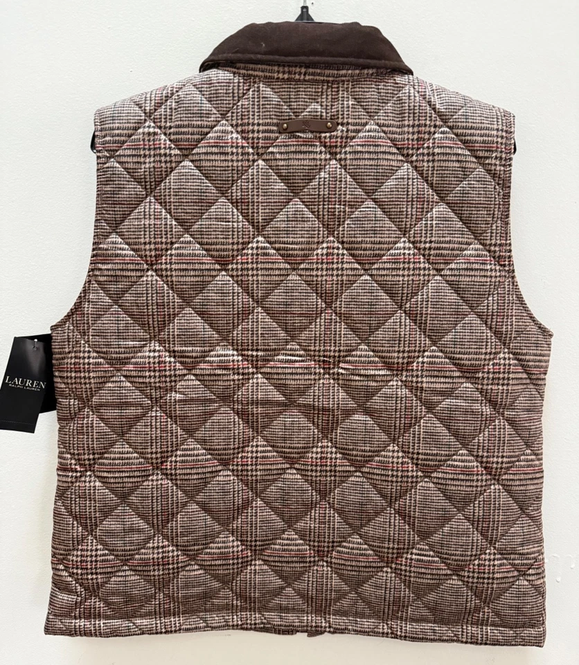NWT Ralph Lauren Women’s Quilted Check Vest Size L - Image 4 of 4