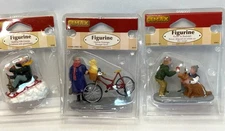 Lot of Lemax Christmas Village Figures Favorite Passenger Rover Rudolph Sledding