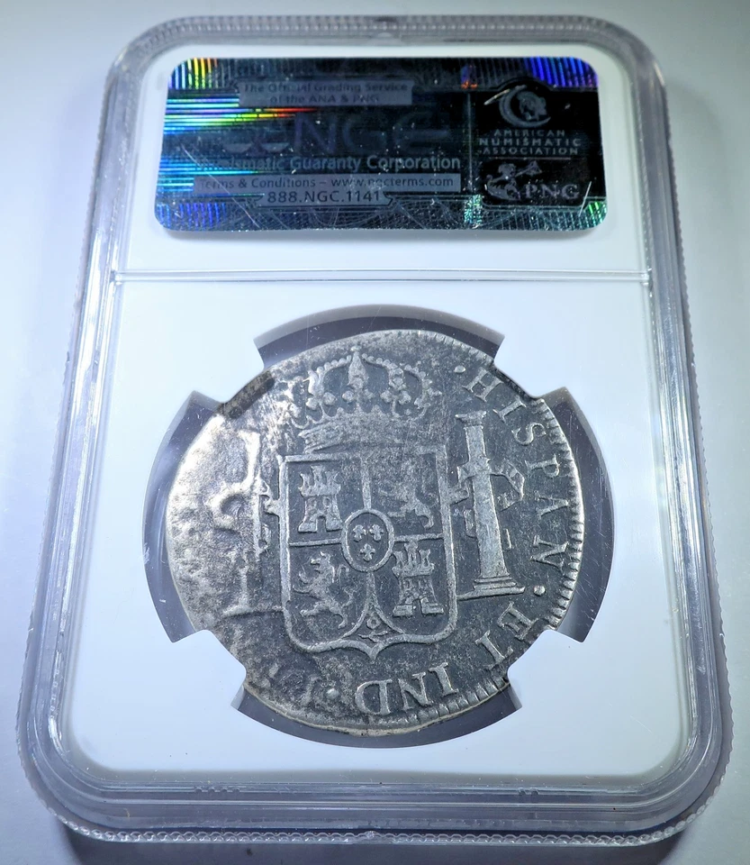 NGC 1783 Naufragio El Cazador Plata 8 Reales 1700 Dólar Español Moneda Pirata Foto 2 de 2