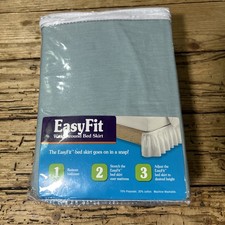 Easy Fit Blue Wrap Around Bed Skirt Adjustable Fits Queen and King Size
