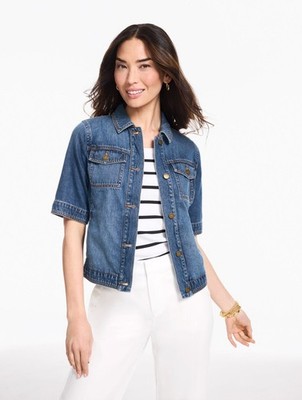 Short Sleeve Jean Jacket - Medium Wash at Talbots, NWT $119,  All size