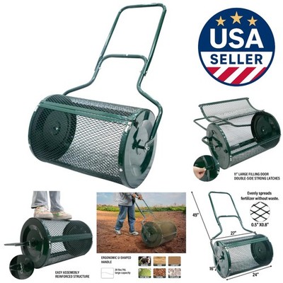 Heavy-Duty Lawn Compost Spreader - 28'' Stainless Steel for Ultimate Durability