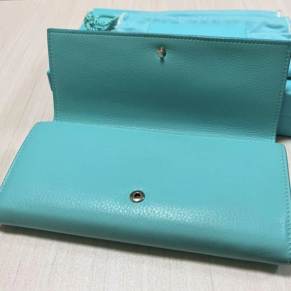 Portefeuille Tiffany édition limitée Cat Street en cuir bleu B298 - Photo 4/4