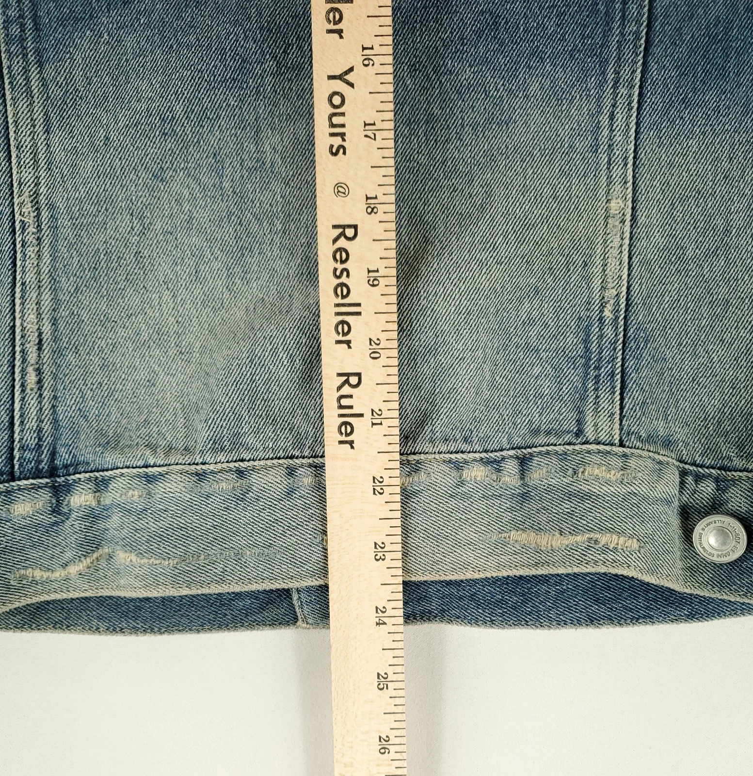 All Saints Jacket Denim Trucker Distressed Blue Suede Collar Mens M image 5