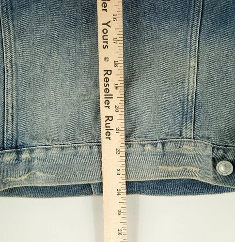 All Saints Jacket Denim Trucker Distressed Blue Suede Collar Mens M image 5