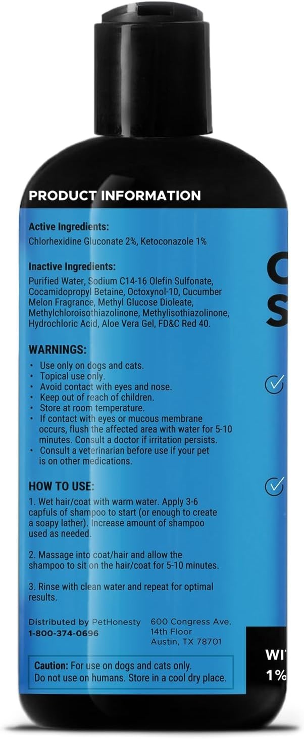 Pet Honesty Chlorhexidine Cat & Dog Seasonal Itch Relief Shampoo, for Allergies,