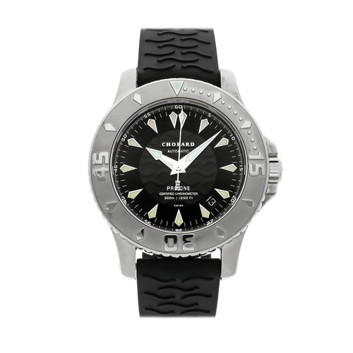 Chopard L.U.C Pro One Steel Auto 43mm Black Dial Rubber Strap Watch 16/8912