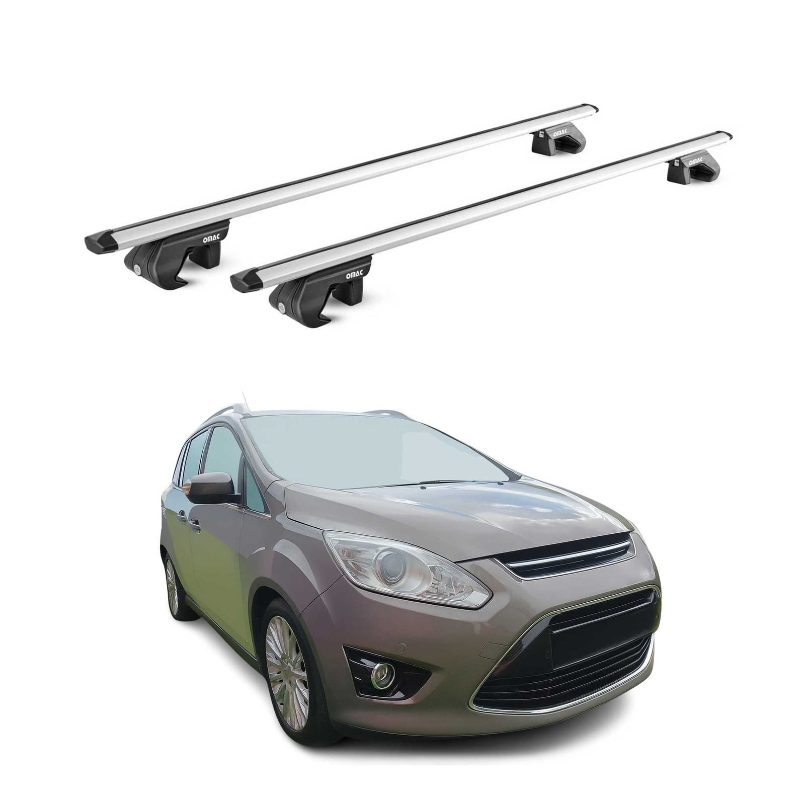 Barres de toit Ford C-Max 7 alu gris résolvez le manque de place