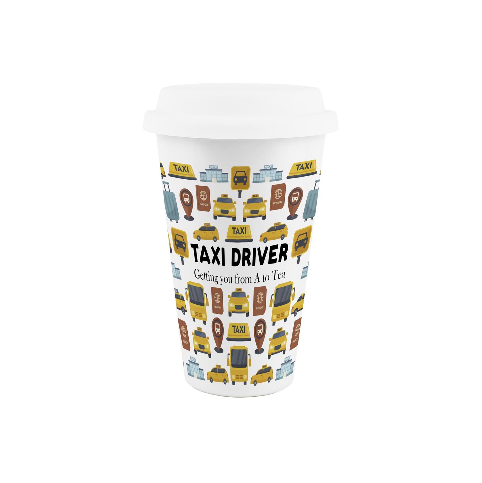 Taxi Driver Ceramic Travel Mug - Novelty Trades Reusable Drinks Cup Gift