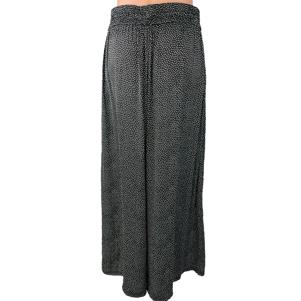 Calça Zara Preta Bolinhas Larga Baggy Palazzo Perna Cordão Boho G - Imagem 3 de 4