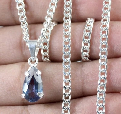 6.10 Ct Natürlicher Farbwechsel Saphir 13 x 7 mm Tropfen Anhänger Herren - Bild 1 von 4