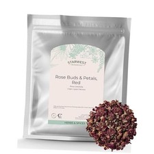 Dried Red Rose Buds  Petals - Edible Flower 1 Pound Pack of 1 Non-Organic