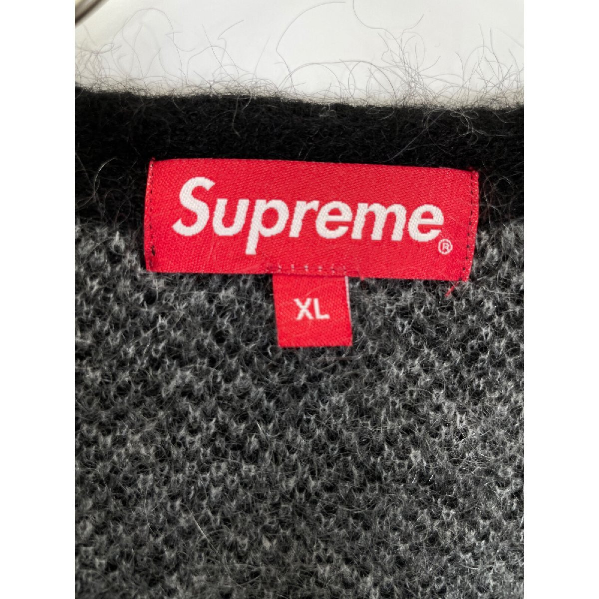 Supreme Supreme 22AW Black Grey Mohair Cardigan Black White XL 