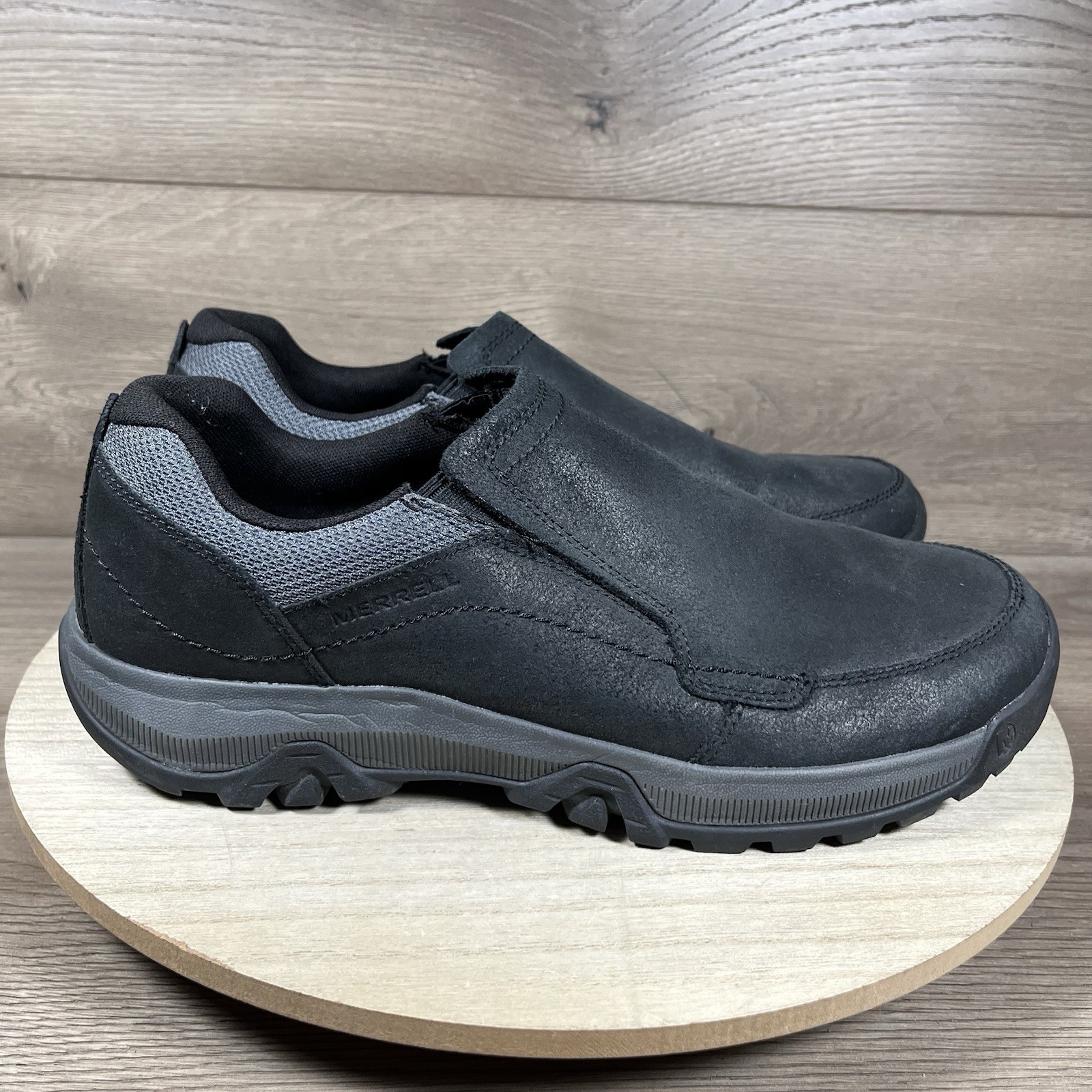 Scarpe Merrell Anvik Pace Mocs nere in pelle escursionismo da uomo misura 12 larghe