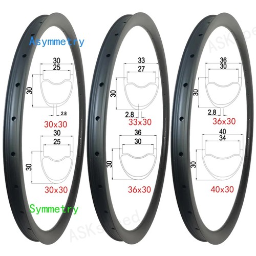 27.5er/29er MTB Carbon Rim 30mm Deep 30/33/36/40mm Wide Symmetry Asymmetry  - Picture 7 of 12