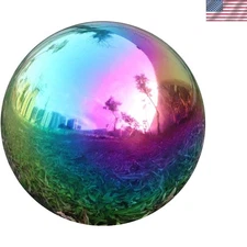 Rainbow Home Garden Gazing Globe Mirror Balls, Polished Stainless Steel Shiny