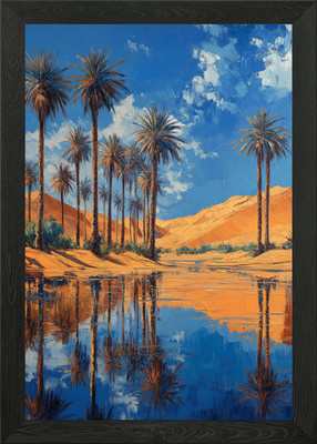 Palmenoase Reflexion gerahmtes Wandbild Poster Leinwanddruck Bild