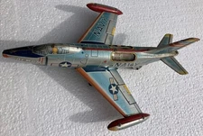 Vintage Japan Y" DEMON MCDONNELL U.S. NAVY 25017 TIN TOY FRICTION PLANE Litho