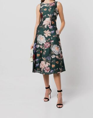 Marchesa Notte Floral Fil-Coup Midi Dress, 4 / Green Marchesa Notte Floral Fil-Coup Midi Dress, 4 / Green