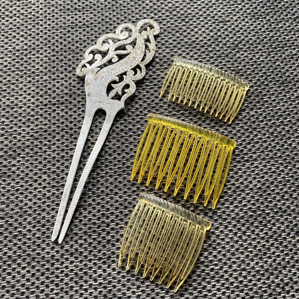 Antique/Vintage Hair Comb Jewelry - Early Plastic Celluloid  display picture 3