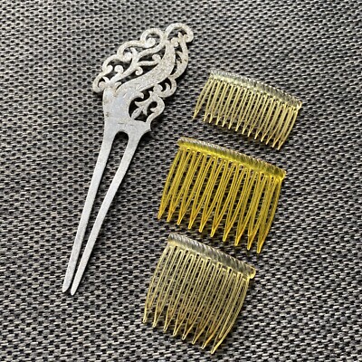 Antique/Vintage Hair Comb Jewelry - Early Plastic Celluloid 