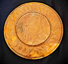 Vintage Ornate Copper Wall Plate: Embossed with Marilyn Monroe, Decor Dish 30 cm
