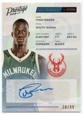 2016-17 Prestige NBA Passport Signatures #12 Thon Maker RC Auto 30/99