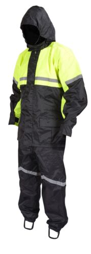 Motorcycle Biker Two Piece Rain Suit Yellow Black High Visibility RN2 - Picture 1 of 14