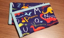 Handmade "Dinosaurs On Navy" 30x36in Boys Multicolor Fleece Baby Blanket W/Trim