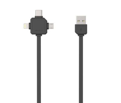 allocacoc 9003GY/USBC15, USB Ladekabel mit USB-C, Lightning und Micro-USB Anschl