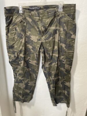 FADED GLORY Men's camouflage Greencargo pants drawstring hem Size 16(L)#11 