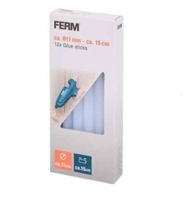 Ferm Hot Glue Sticks Glue Stick Transparent Adhesive Cartridges 15cm x 12 Pack