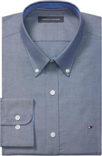 Tommy Hilfiger Mens Dress Slim Fit Stretch color Peacoat Shirt 14.5 32-33, Small