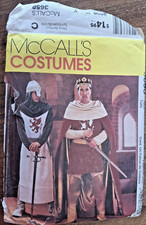 McCalls 3658 Pattern Men's Medieval Renaissance Camelot Cape Costume Y sml - med