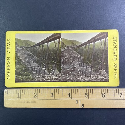 Frankenstein Train Trestle Bridge New Hampshire Stereoview Antique