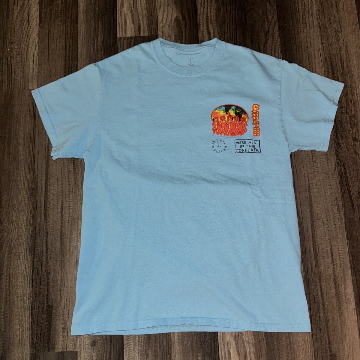 Travis Scott Catus Jack T-Shirt Blue Medium 19x25 | eBay