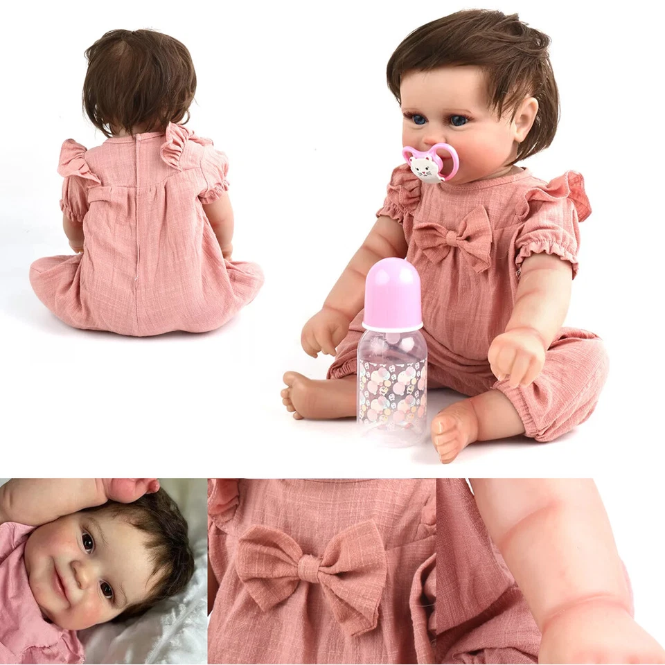 Boneca bebê recém-nascido realista 20 polegadas corpo de silicone vinil completo boneca menina EUA - Imagem 2 de 4