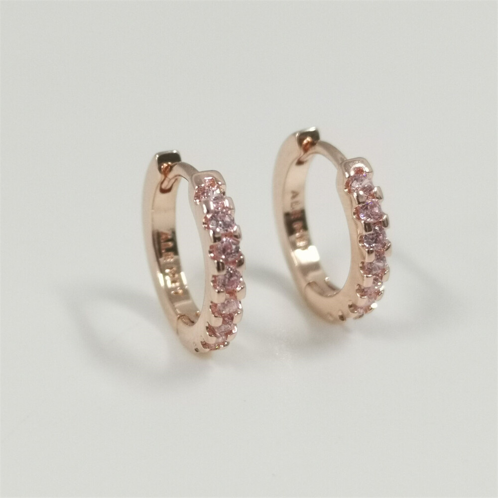 Pandora Sparkling Pink Hoop Huggie Earrings-image