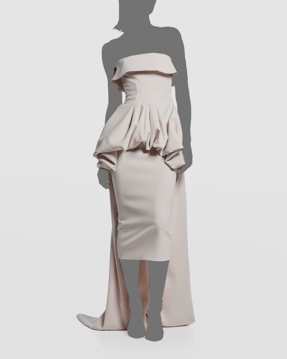beige peplum dress Terani - 261C6524