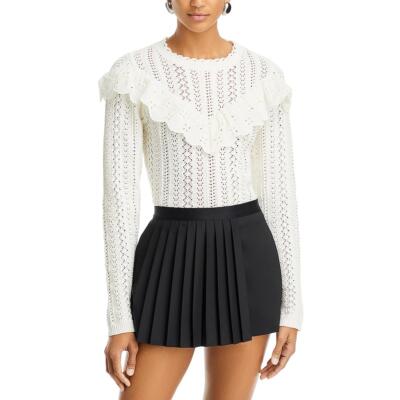 Lost + Wander Womens Irina Scalloped Ribbed Trim Casual Pullover Top BHFO 3687