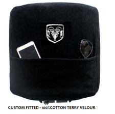 Console Cover With Dodge Ram Logo - Black Wsilver Fits Ram 2002-2020 Jump Seat
