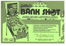 Bank Shot Gottlieb Pinball Postcard / Flyer / Brochure / Ad - Hard to Find