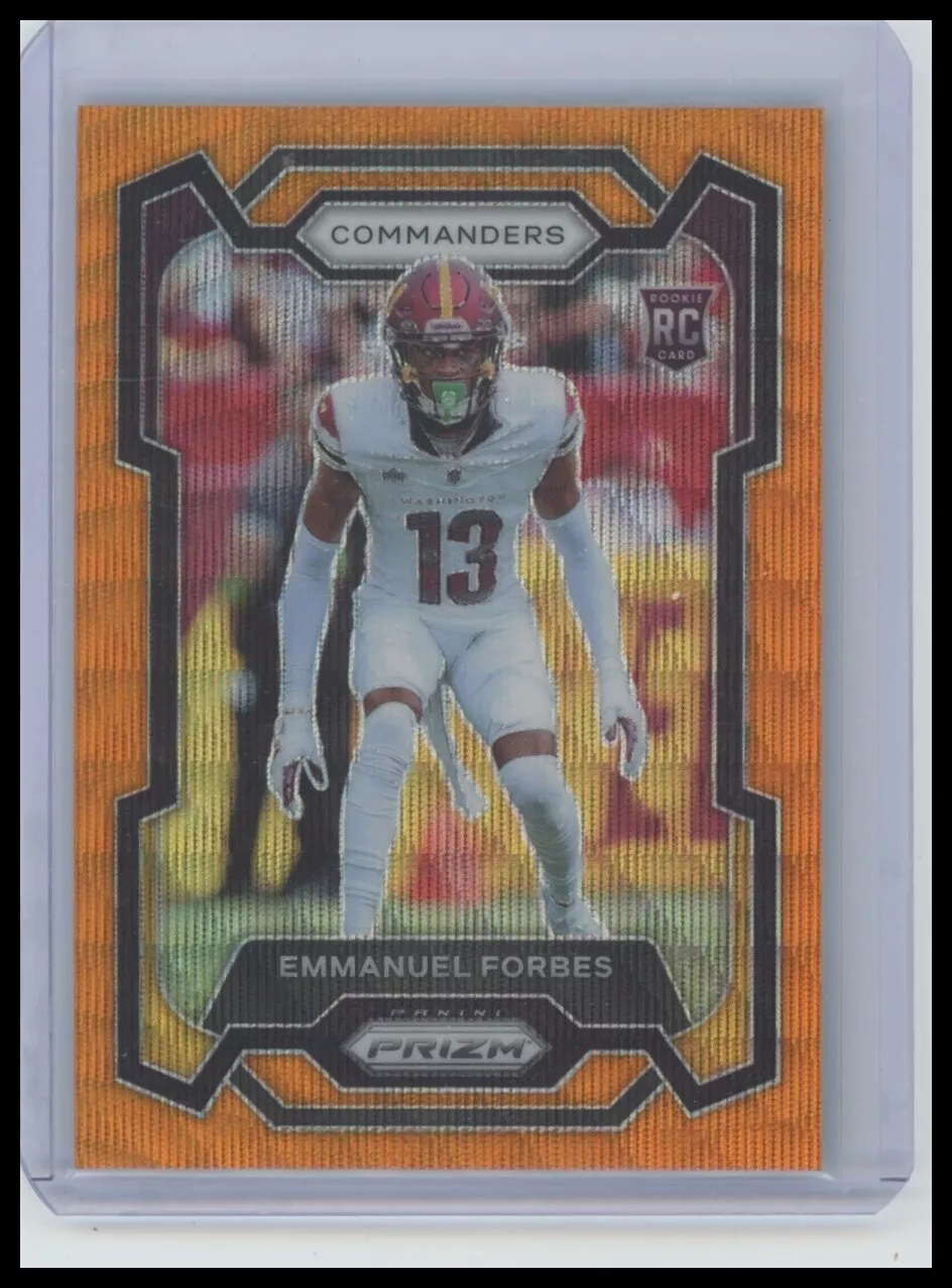 Emmanuel Forbes 2023 Panini Prizm #399 Orange Wave Rookie /60 Commanders