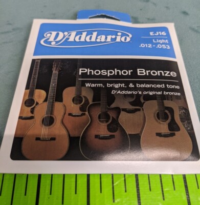 D'Addario EJ16 Phosphor Bronze Acoustic Guitar Strings Light .12 - .053