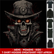 A Heavy Metal Skull Cowboy Demon Evil Mens Womens Kids Unisex