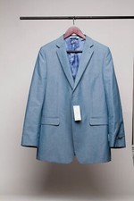 DKNY Mens Slim Fit Two Button Blazer, Lt Blue, Size 20R